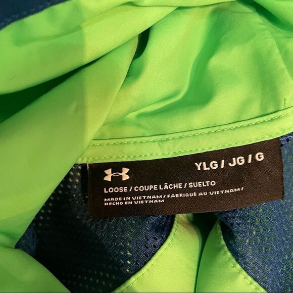 Sackpack Full Zip Jacket windbreaker neon green and blue youth large NWOT - Picture 2 of 16